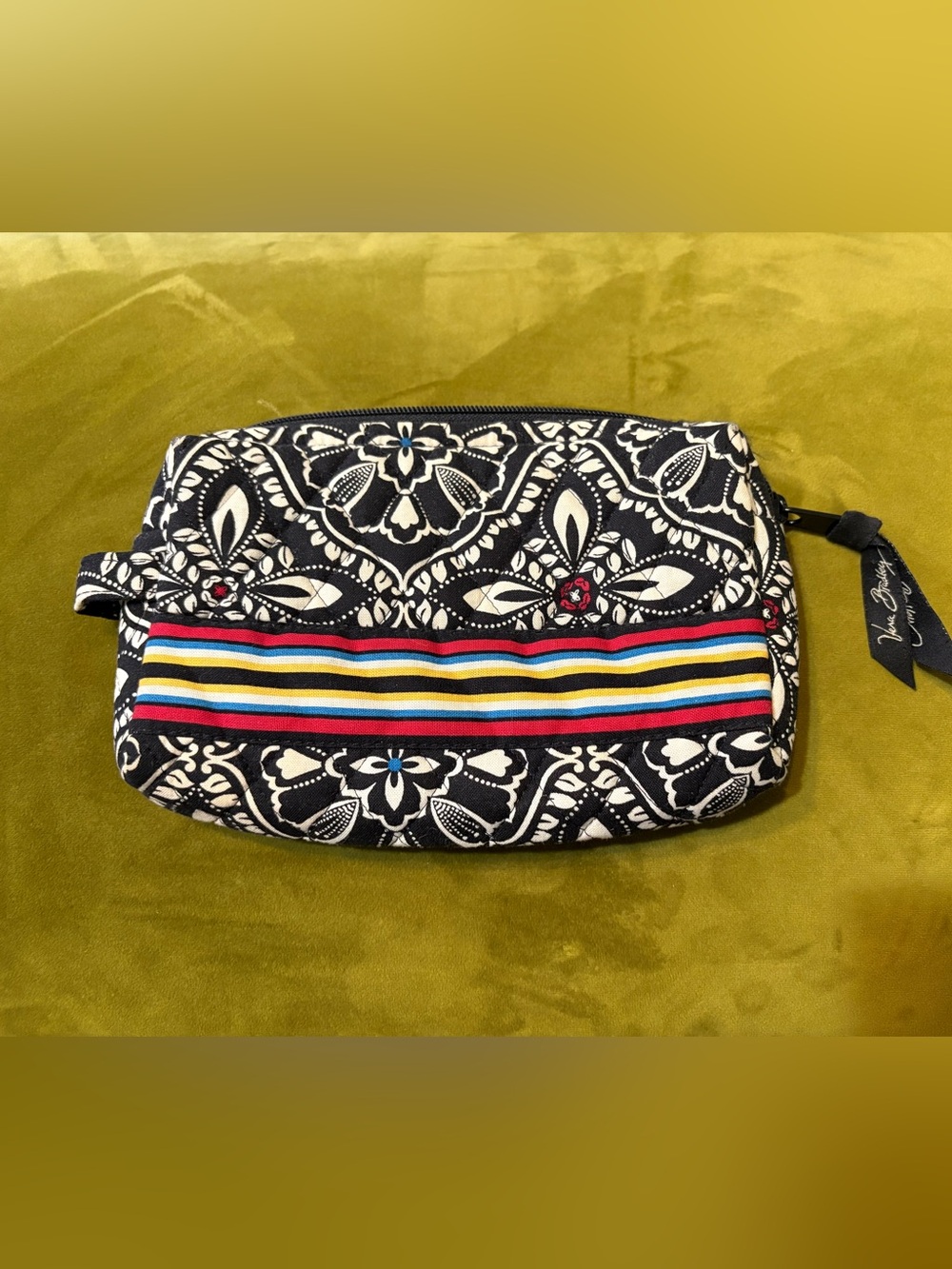 Vera Bradley Barcelona Black & White Floral Stripe Cosmetic Pouch